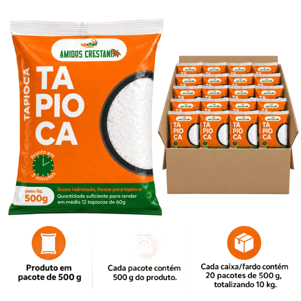 Tapioca El Karim em pacote de 500 g — caixa/fardo com 20 pacotes, totalizando 10 kg